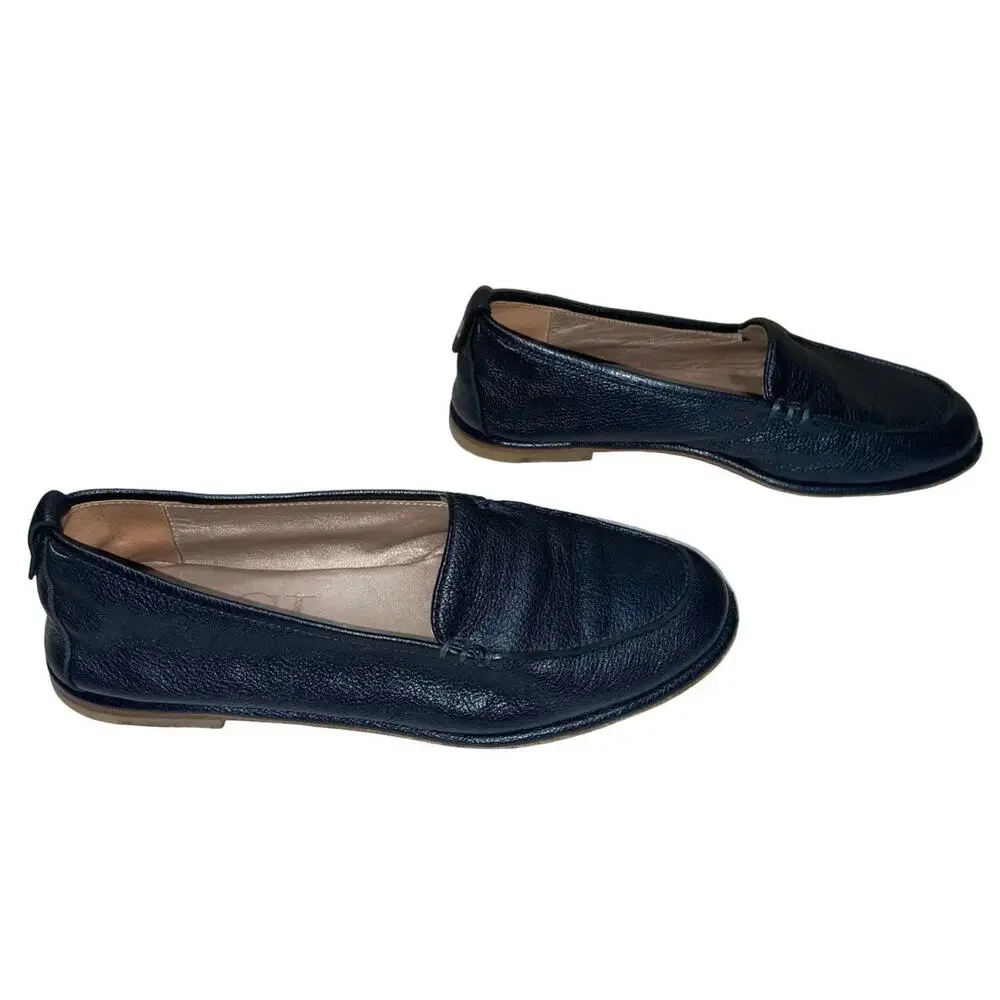 AGL Metallic Navy Blue Leather Loafers   Size: EU 38  US 8
